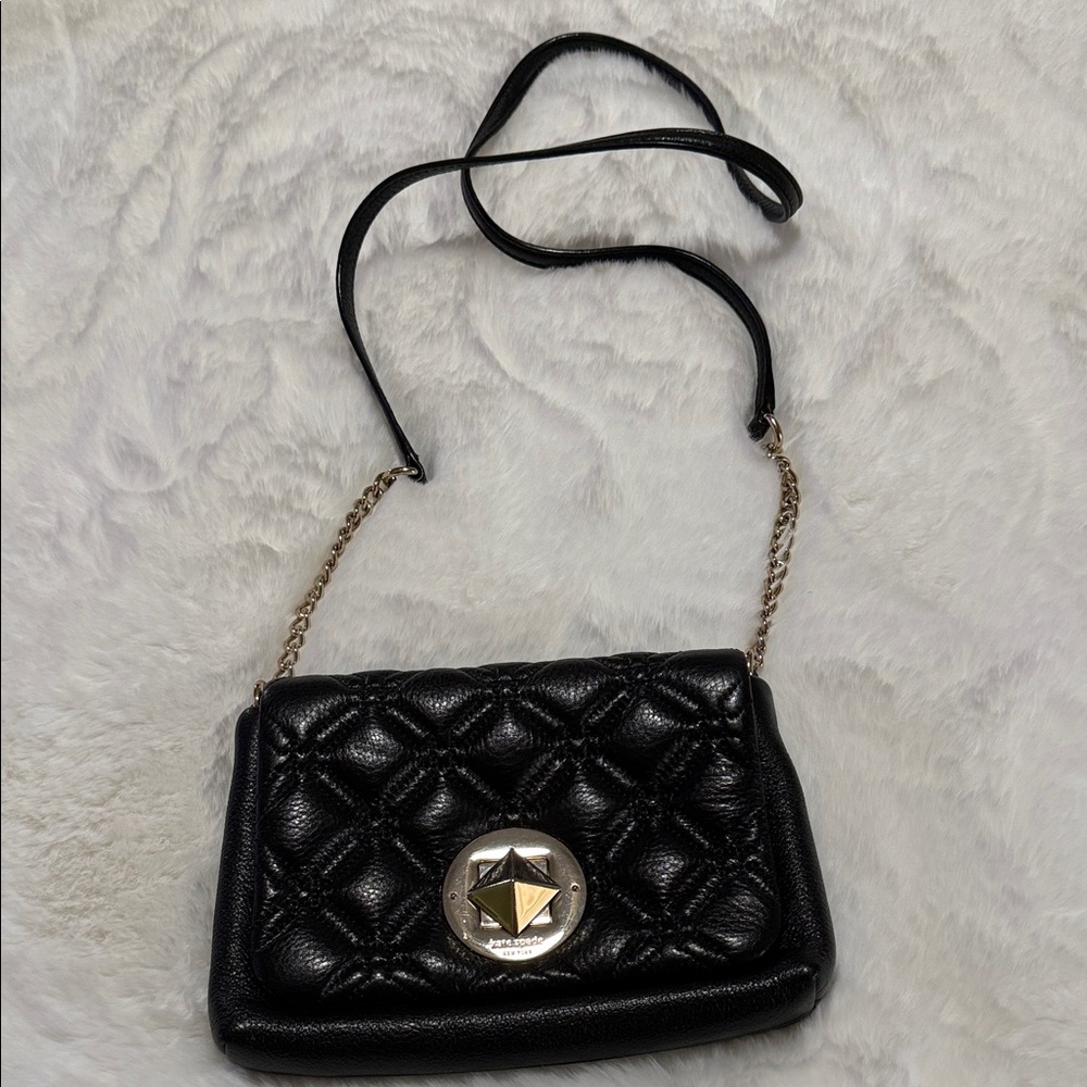 Black Quilted Leather Shoulder Bag Crossbody Purse Handbag